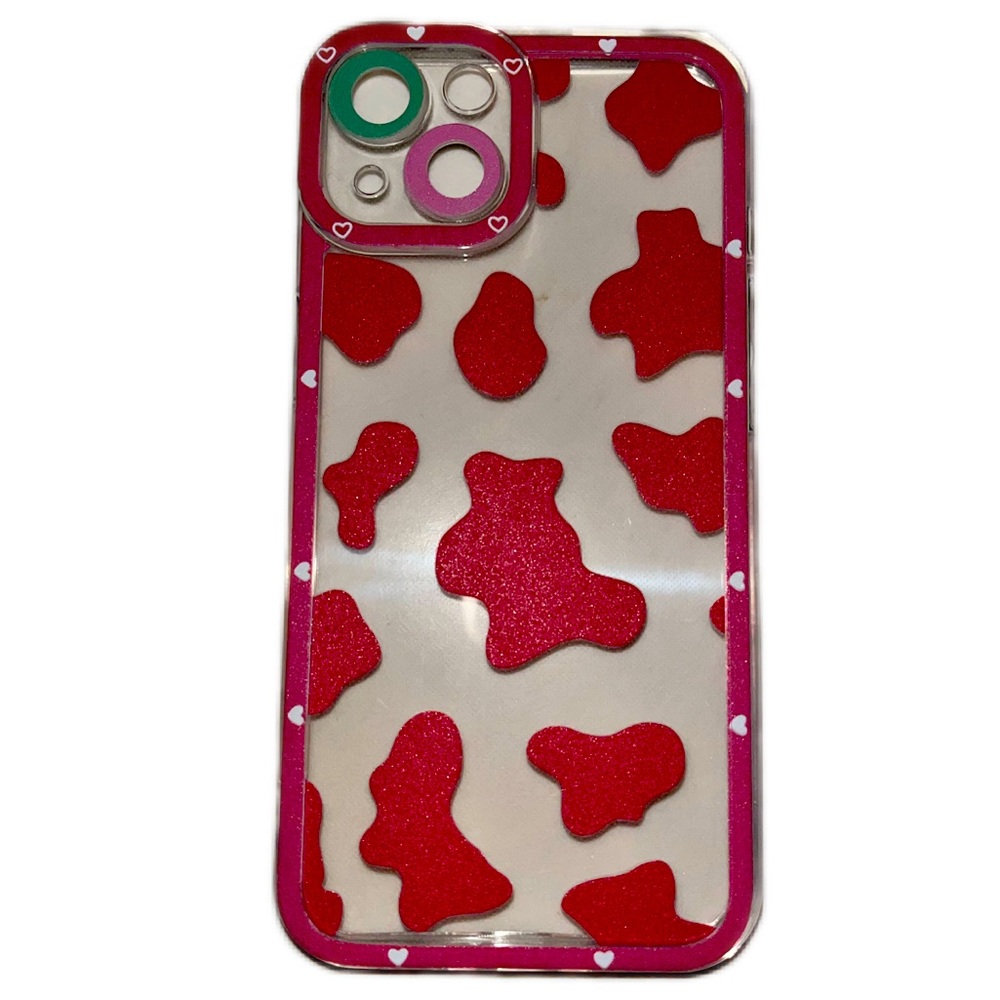 iPhone 13 Pink Cow Design Soft Phone Case